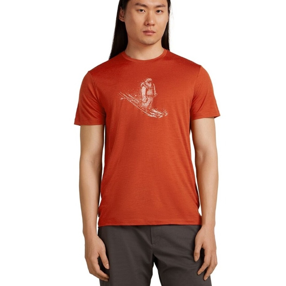 Icebreaker Merino 150 Tech Lite Skiing Yeti T-Shirt Orange Large‎